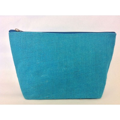 6- TURQUOISE PLAIN JUTE POUCH BAG